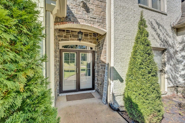 view of exterior entry with french doors