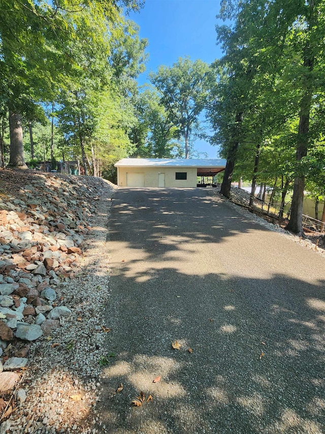 exterior space featuring a garage