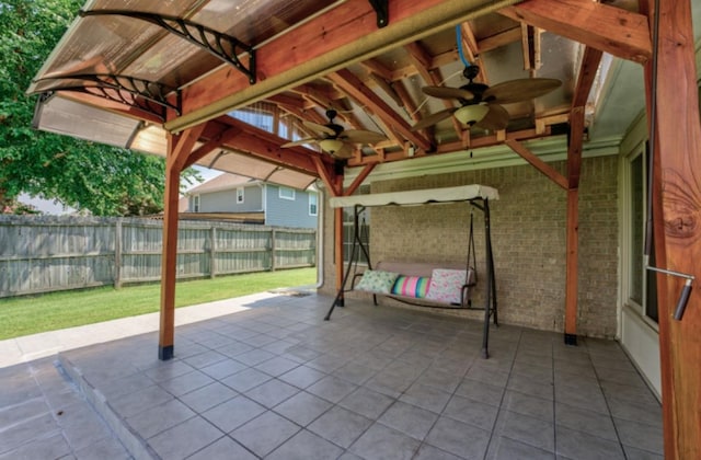 view of patio with ceiling fan