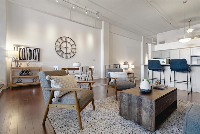 living room with hardwood / wood-style flooring