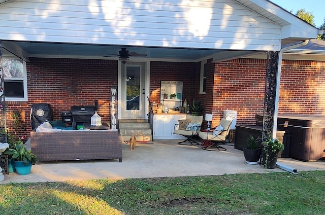 981 Durhamville Rd, Ripley, TN 38063 - exterior space with ceiling fan, outdoor lounge area, and entry steps
