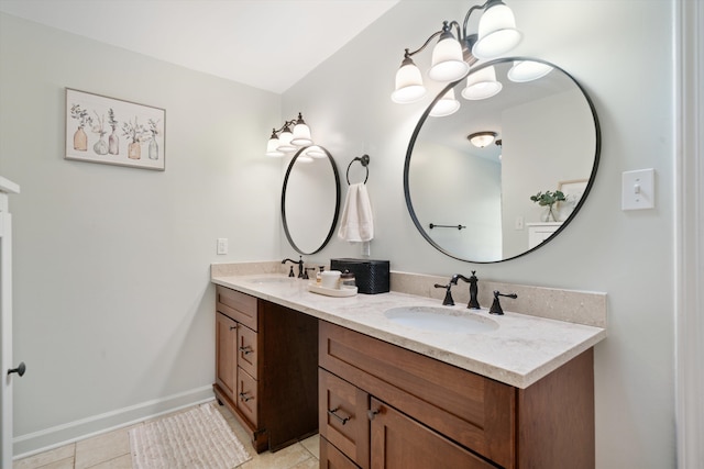 bathroom with vanity and tile patterned floors