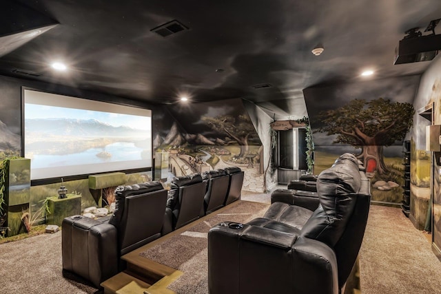 view of carpeted home theater