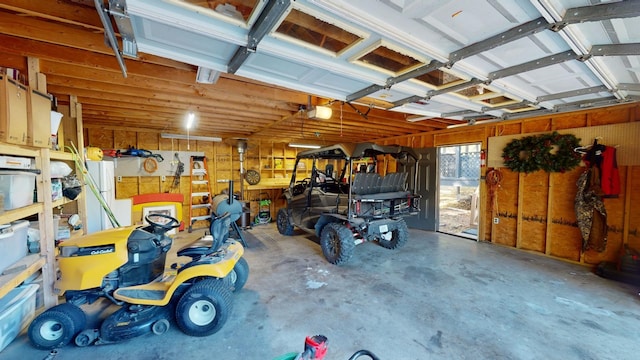 garage with a garage door opener