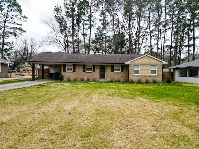 4543 Charleswood Ave, Memphis, TN 38117 - ranch-style home featuring a front lawn and a carport