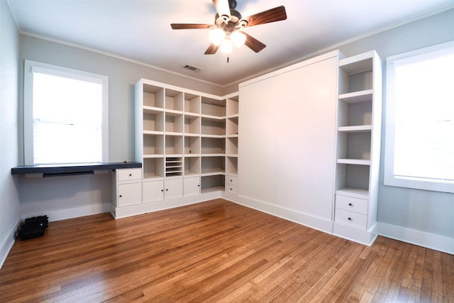 4543 Charleswood Ave, Memphis, TN 38117 - interior space featuring ornamental molding, wood-type flooring, and ceiling fan
