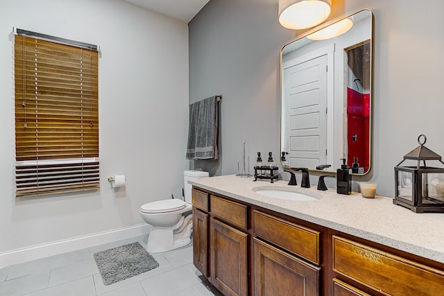 bathroom featuring vanity, toilet, and tile patterned floors