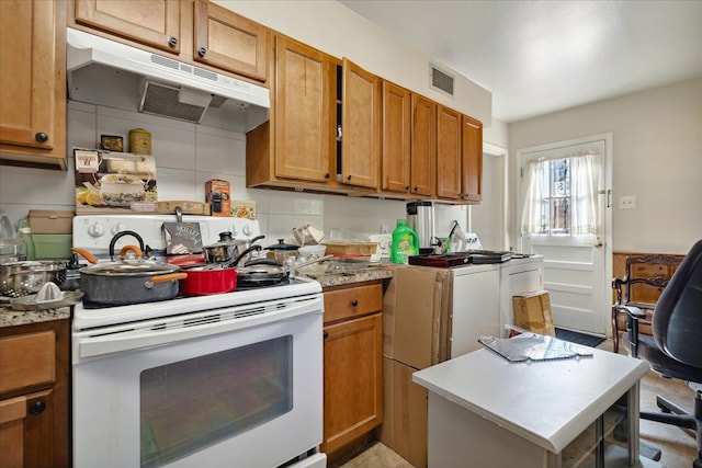 kitchen featuring white electric range