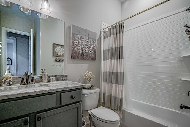 full bathroom featuring vanity, toilet, and shower / bath combo