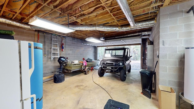 garage with water heater