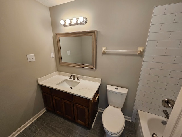 full bathroom featuring vanity, toilet, tile patterned flooring, and tiled shower / bath