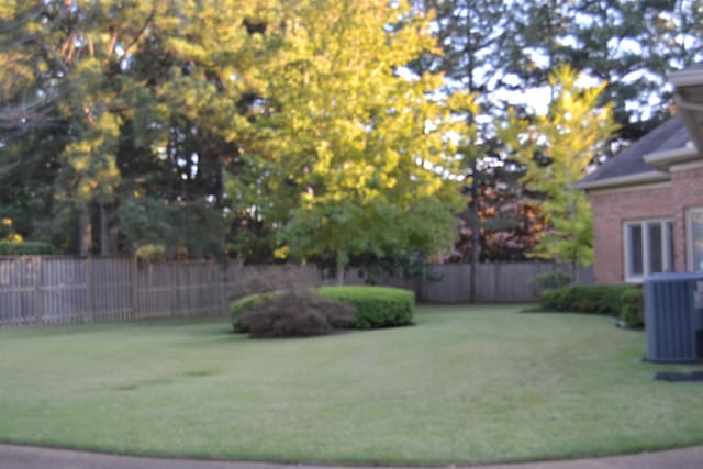 view of yard featuring central air condition unit