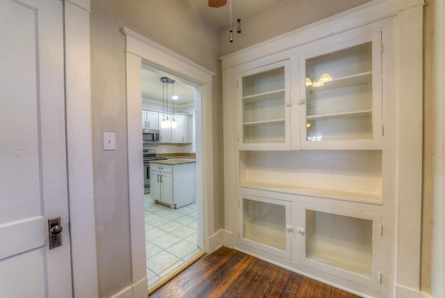 interior space with dark hardwood / wood-style floors