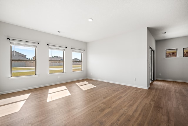 spare room featuring a healthy amount of sunlight and wood-type flooring