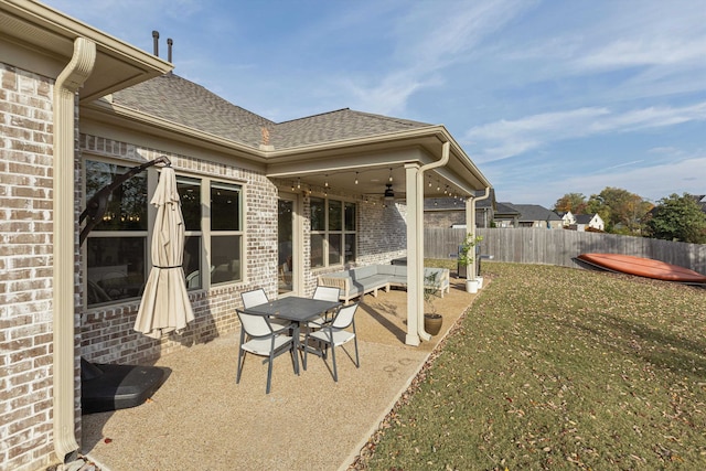 view of patio with ceiling fan