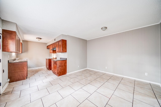 kitchen with a textured ceiling and sink