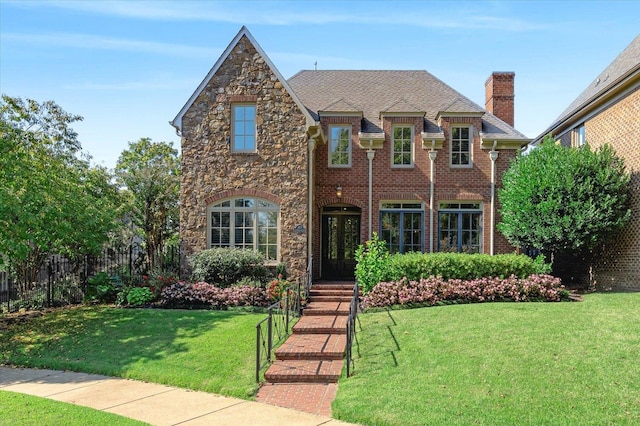 view of front of house featuring a front lawn