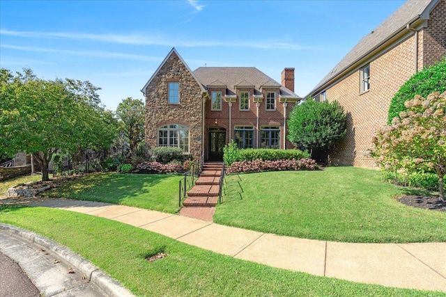 view of front facade with a front lawn