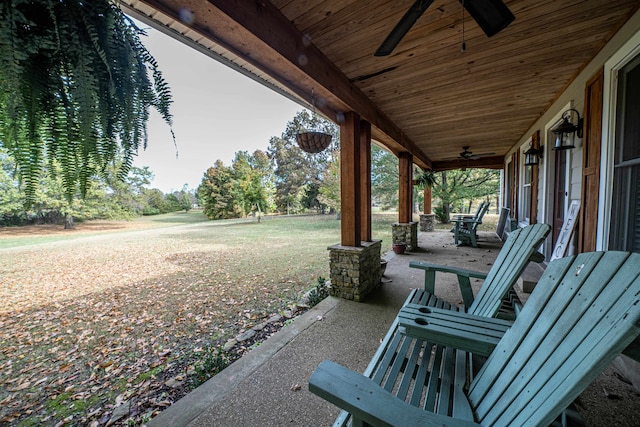 view of patio / terrace featuring ceiling fan