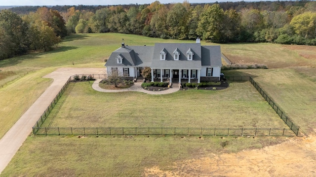 aerial view featuring a rural view