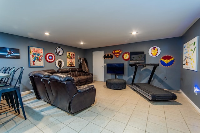 view of tiled living room