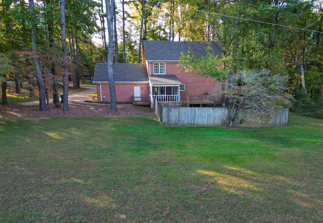 view of yard with a deck