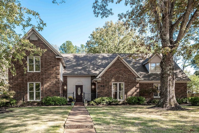 view of front of home with a front yard