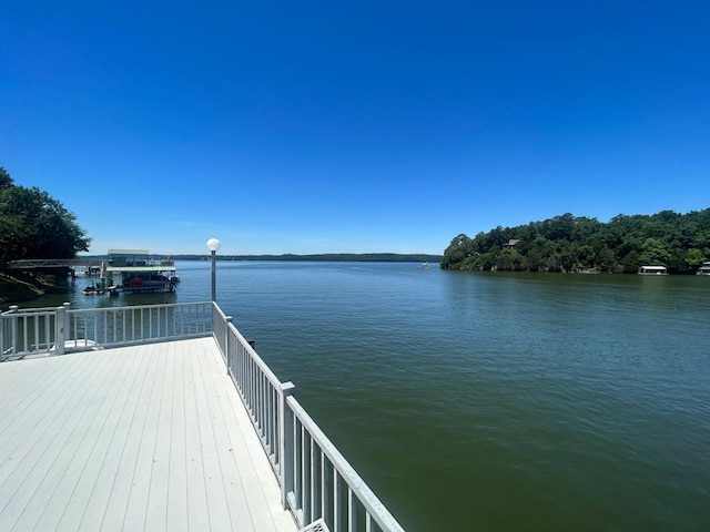 view of dock featuring a water view