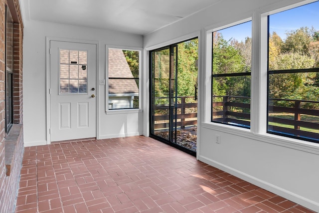 view of unfurnished sunroom