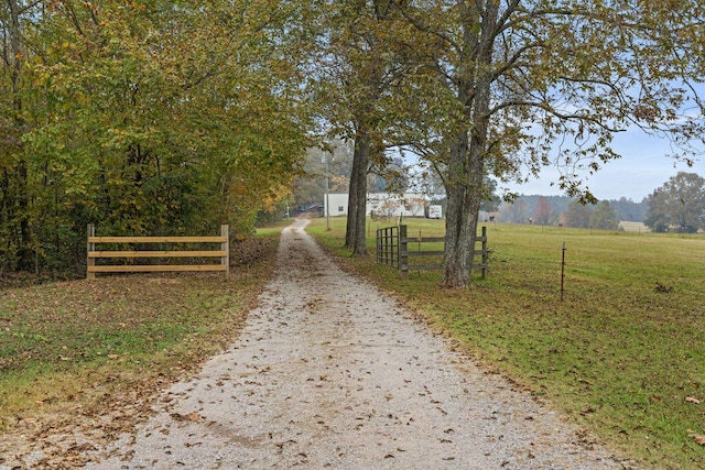 view of street featuring a rural view