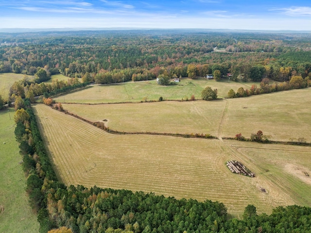 birds eye view of property with a rural view