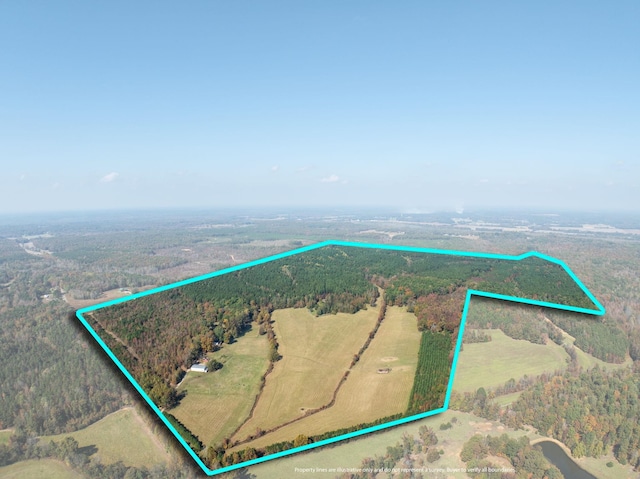 birds eye view of property featuring a rural view