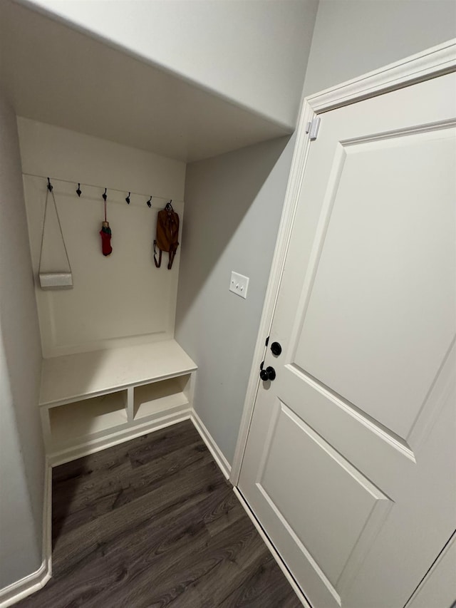 mudroom with dark hardwood / wood-style floors