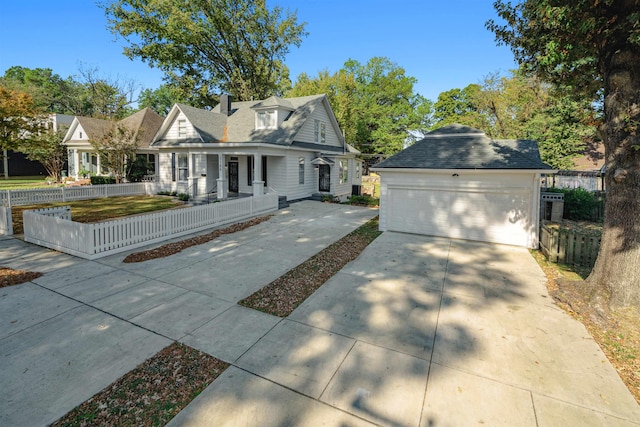 2186 Monroe Ave, Memphis, TN 38104 - view of front of property featuring covered porch, fence, a chimney, and concrete driveway