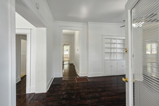 2186 Monroe Ave, Memphis, TN 38104 - corridor with hardwood / wood-style flooring, ornamental molding, and baseboards