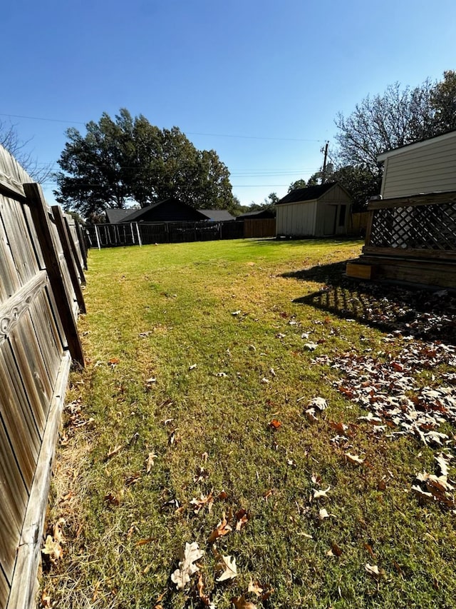 view of yard with a storage unit