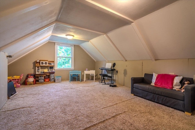 bonus room with lofted ceiling and carpet