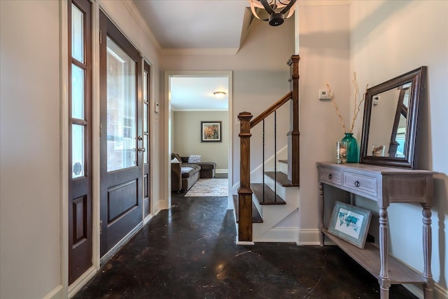 foyer entrance with crown molding