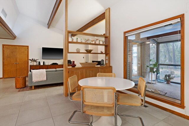 dining space with light tile patterned floors