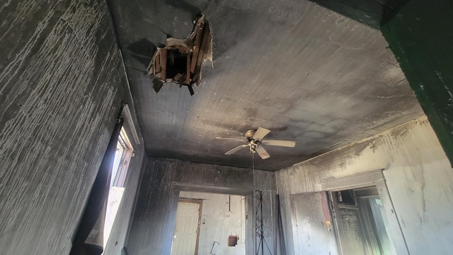 interior details featuring ceiling fan