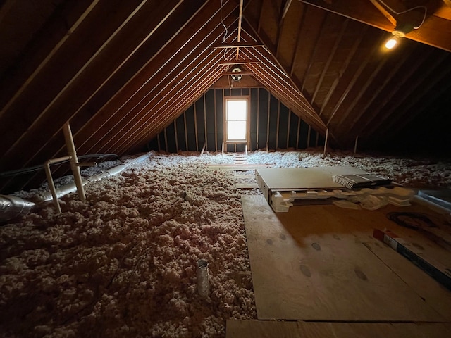 view of unfinished attic