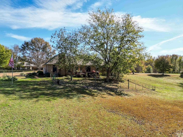 view of yard featuring a deck