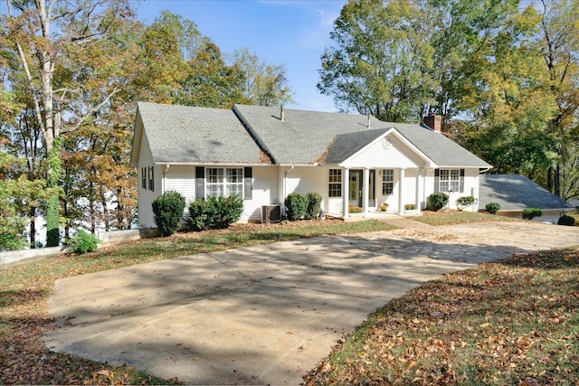 ranch-style home featuring central AC