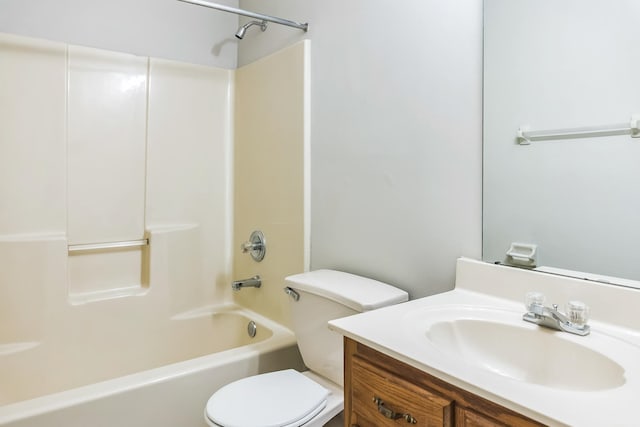 full bathroom featuring toilet, vanity, and shower / bath combination