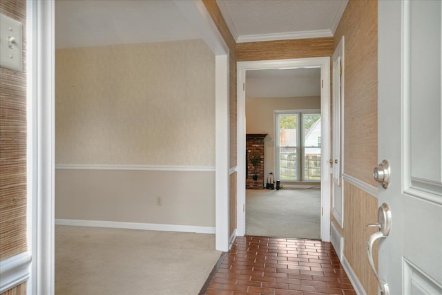 corridor with crown molding