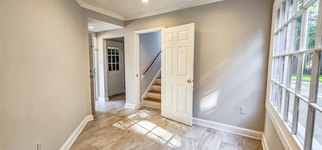 interior space featuring crown molding