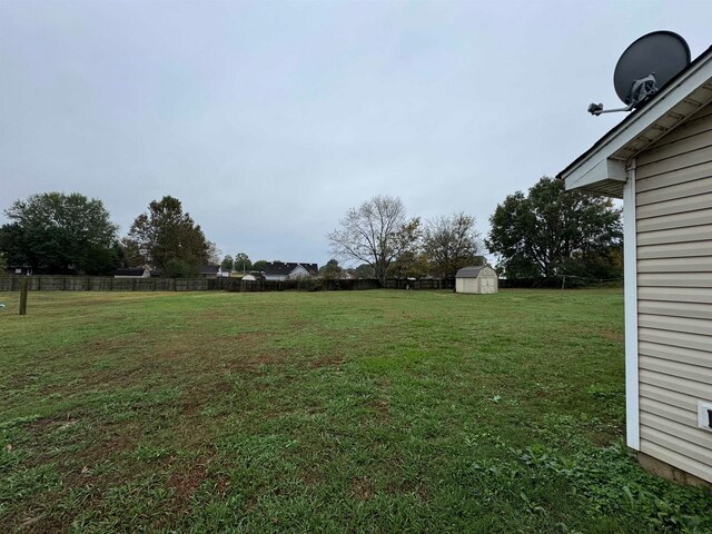 view of yard with a storage shed