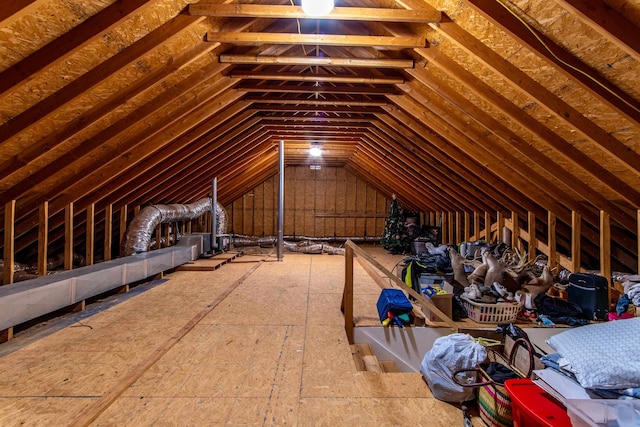 view of unfinished attic