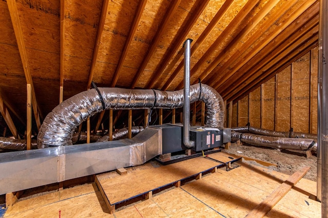 view of unfinished attic