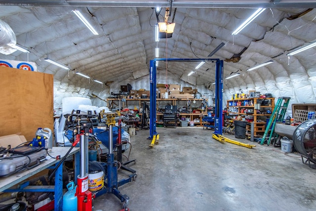 garage with a garage door opener